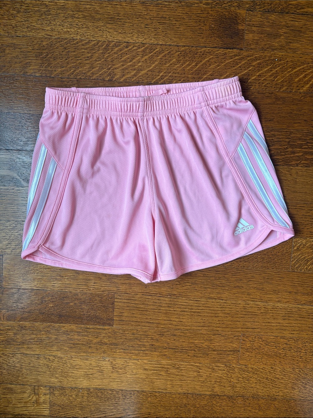 adidas Light Pink Women's Athletic Shorts with White Stripes